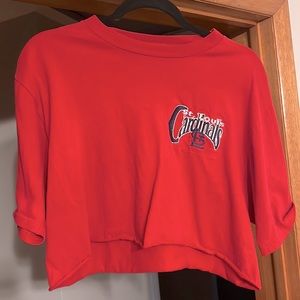 Vintage size large embroidered STL cards crop t shirt